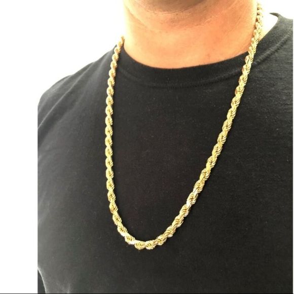 New 14K Real Gold 4mm 30” Mens THICK Rope Chain